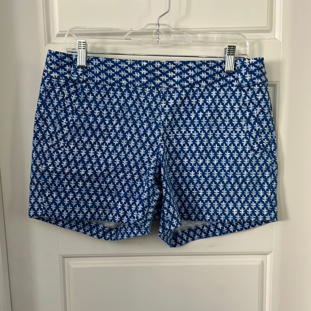 J. Crew Geometric Blue and White Shorts